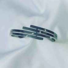 Humer Accessories Asimetrik Kaburga Çelik Kelepçe Bileklik