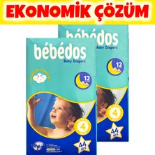 Bebedos Premium 2'li Maxi(4) Bebek Bezi 88'li Set