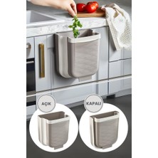 Flora Pratik Katlanabilir Mutfak Çöp Kovası Portatif Mutfak Çöp Kutusu 6 Litre Kahverengi