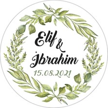 Letbil Reklam Yeşil Yapraklı Çelenk Modeli Ürünlerinize Özel 4cm - 110 Adet Folyo Sticker