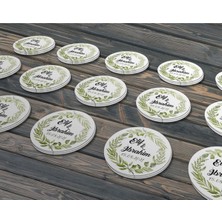 Letbil Reklam Yeşil Yapraklı Çelenk Modeli Ürünlerinize Özel 4cm - 110 Adet Folyo Sticker