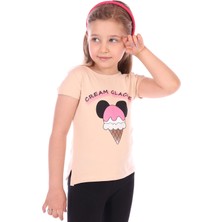 Toontoy Kids Kız Bebek Dondurma Yazı Baskılı Tişört
