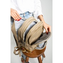 Sanmorris Unisex Suya Dayanıklı Krinkıl Kumaş Çok Gözlü Orta Boy Laptop Okul ve Sırt Çantası
