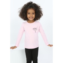 Toontoy Kids Kız Bebek Göğsü Cepli Baskılı Tişört