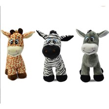 Periyedi Peluş Oyuncak Sevimli Zebra-Zürafa-Eşşek 30 cm 3 Adet