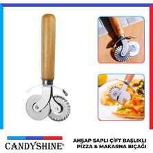 Candy Shine Ahşap Saplı Çift Başlıklı Pizza Makarna Bıçağı