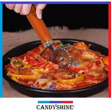 Candy Shine Ahşap Saplı Çift Başlıklı Pizza Makarna Bıçağı