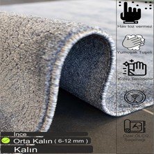Dekorvia Delüx 9154 Açık Gri Yumuşak Dokulu Halı Salon Mutfak Kesme Yolluk Makine Halısı