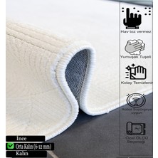 Dekorvia Delüx 9228 Beyaz Yumuşak Dokulu Halı Salon Mutfak Kesme Yolluk Makine Halısı