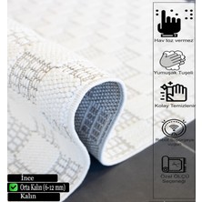 Dekorvia Tarz 9228 Beyaz&Beyaz Yumuşak Dokulu Halı Salon Mutfak Kesme Yolluk Makine Halısı