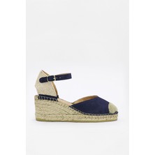 Alfa Lacivert Süet Hakiki Deri Kadın Topuklu Sandalet