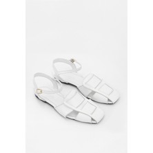 Winx Beyaz Hakiki Deri Kadın Babet