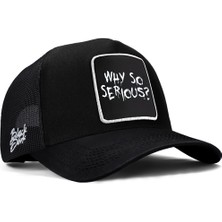BlackBörk V1 Trucker Why So Serious - 1 Logolu Unisex Siyah Şapka (Cap)