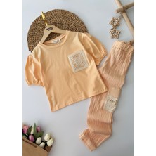 Miniğimin Cicileri Cep Örgü Dantel Detaylı Garson Boy Kız Takım - Somon