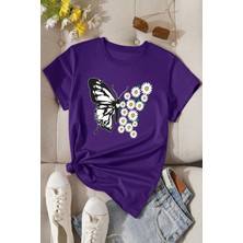 Only Trendwear  Pamuklu Papatya Kelebek Tasarım Tshirt
