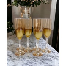 Gkzglass Home Dekor New Year Tokyo Gold Lüster Ayaklı 6 Kişilik Flüt Kadeh Takımı Kahve Yanı   Bardak Seti