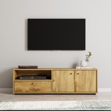 İnarch Dizayn Pao Kapaklı Minimal TV Sehpası – 136 cm, Antik Ceviz