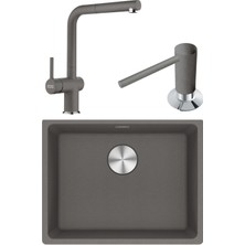 Franke Maris Mrg 110-52 Granit Eviye-Active Plus Doccia 2.0 Armatür-Sıvı Sabunluk Üçlü Set Stone Grey