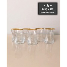 Gkzglass Home Dekor Paşbahçe Elysia Yaldızlı Gold Dekor Çay Bardağı 6'lı Takımı Seti