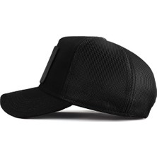 BlackBörk V1 Trucker Kurt - 1 Kod Logolu Unisex Siyah Şapka (Cap)