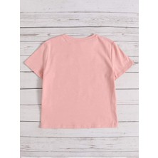 California Racing Baskılı Kız Çocuk Pamuklu Bisiklet Yaka Basic Tshirt