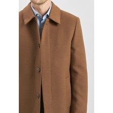 Taba Kaşe Bebe Yaka Kapitoneli Astar Comfort Fit Rahat Kesim Klasik Kaban 1008245161