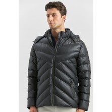 Koyu Lacivert Dolumlu Çıkarılabilir Kapüşonlu Astarlı Slim Fit Dar Kesim Casual Mont 1007245151