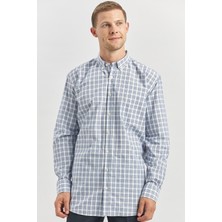 İmza Koyu Lacivert Uzun Kol Ekose Desen Smart Classic Comfort Fit Gömlek 1004240253