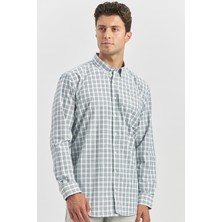 İmza Koyu Yeşil Uzun Kol Ekose Desen Bez Ayağı Smart Düğmeli Yaka Classic Comfort Fit Gömlek 1004240253