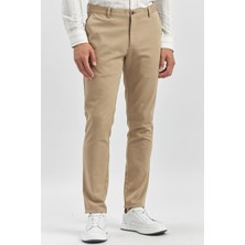 İmza Bej Pamuklu Yandan Cepli Casual Slim Fit Chino Pantolon 1003240168