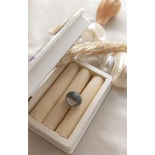 HD Marketim Yüzük Doğal Gri Kuvars Taşı Ayarlanabilir Doğal Taş Yüzük Kadın