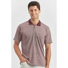 Bordo Kısa Kol Kendinden Desenli Jakarlı Polo Yaka Classic Comfort Fit Tişört 1011240190