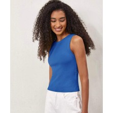 Actiwear Kadın Fitilli Halter Yaka Örme Atlet T-Shirt