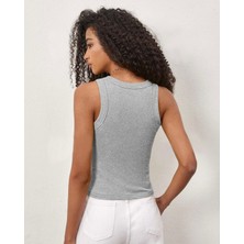 Actiwear Kadın Fitilli Halter Yaka Örme Atlet T-Shirt