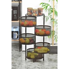 Mis Kitchen 5 Katlı Metal Açılır Kapanır Siyah Paslanmaz Sebzelik - Patates Soğanlık Sepeti Beyaz 81X33CM