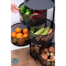 Mis Kitchen 5 Katlı Metal Açılır Kapanır Siyah Paslanmaz Sebzelik - Patates Soğanlık Sepeti Beyaz 80X33 cm