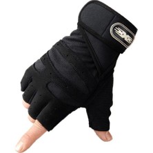 GongtuShop Siyah Stil Xl Boyutu Spor Salonu Erkek Eldiven Spor Kaymaz Yumuşak Anti-Şok Motor Yarım Parmak Dambıl Eğitim Spor Bisiklet Halter Kadın Eldiven (Yurt Dışından)