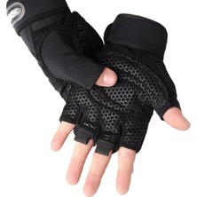 GongtuShop Siyah Stil Xl Boyutu Spor Salonu Erkek Eldiven Spor Kaymaz Yumuşak Anti-Şok Motor Yarım Parmak Dambıl Eğitim Spor Bisiklet Halter Kadın Eldiven (Yurt Dışından)