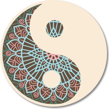 Dark Flamingo Üç Boyutlu Ahşap Mandala Yin ve Yang Ev, Ofis, Kafe Duvar Dekoru