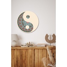 Dark Flamingo Üç Boyutlu Ahşap Mandala Yin ve Yang Ev, Ofis, Kafe Duvar Dekoru