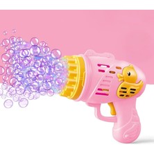 Mg Store Duck Çok Delikli Pilli Köpük Atan Tabanca Oyuncağı 23 Delikli Bubble Gun (Pembe)