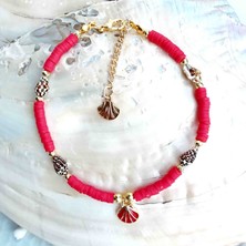 By Song Jewelry Deniz Kabuklu Kırmızı Halhal