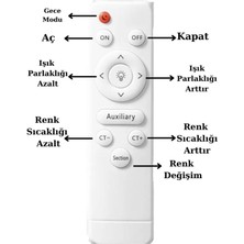 Elektroyou Nipul Beyaz Plafonyer Modern Kumandalı 3 Renk Işık Ledli Avize