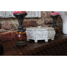 Neiwel Vintage Koina Eskitme Beyaz Kapaklı Ahşap Kutu