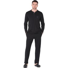 D'S Damat Erkek Siyah Eşofman Pijama 5'li Takım 234003