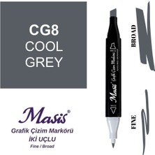 Masis Twin Çift Uçlu Marker Kalemi Cg8 Cool Grey
