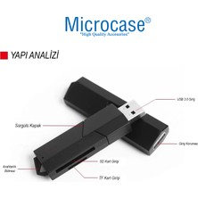 Microcase USB 3.0 Çift Yuvalı Sürgülü Kapaklı 512 GB Destekli Tf / Sd Kart Okuyucu AL4475