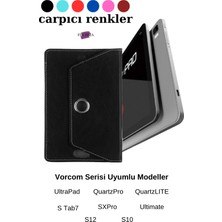 Fuchsia Vorcom Tablet Serisi Uyumlu Universal 10.1 Inç Pu Deri Standlı Tablet Kılıfı Ultra﻿pad-Quartzpro-S Tab7-Quartzlıte