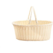 Perotti Sentetik Hasır Krem Oval Kapaksız Piknik Sepeti 35X25X15CM