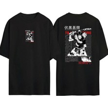 Youwinner Unisex Tojı Fushiguro Tasarım Baskılı Pamuk Sıyah Oversize T-Shirt